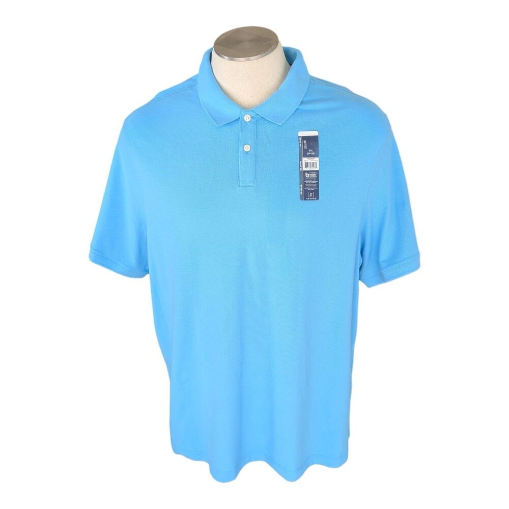 George Men's Polo Shirt Short Sleeve 3XL Light Blue Pique Casual New Golf Active